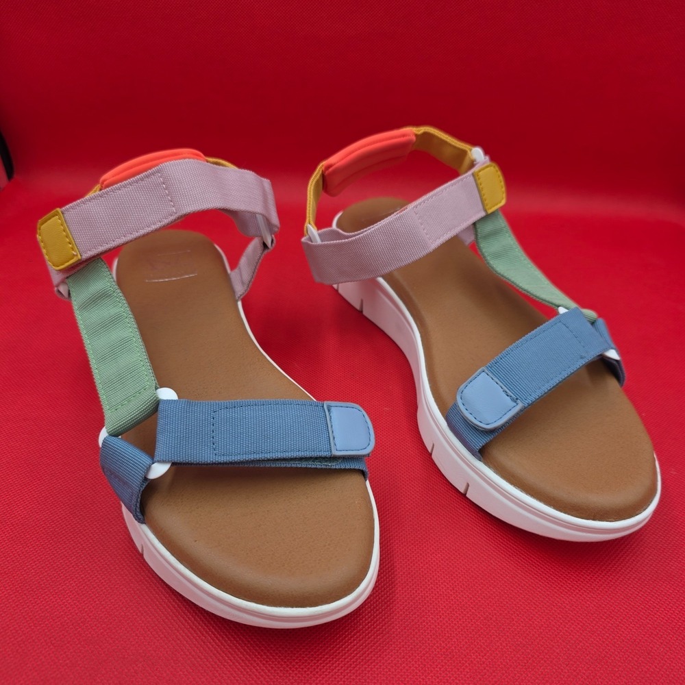 Dirty Laundry Qwest Multicolor Orange Pink Blue Sandals Strappy Women's Size 10